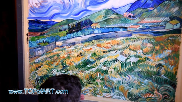 Vincent van Gogh - Mountainous Landscape Behind Saint-Paul Hospital: A Masterpiece Recreated by TOPofART.com