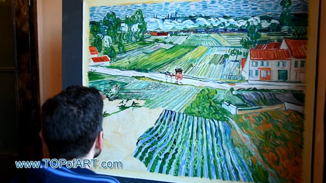 Vincent van Gogh - Landscape with Carriage and Train in the Background: A Masterpiece Recreated by TOPofART.com