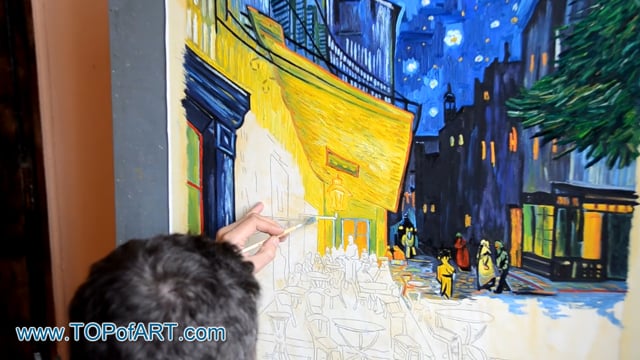 van Gogh | Die Café-Terrasse, Arles | Gemälde Reproduktion Video von TOPofART