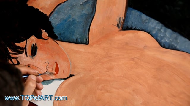 Modigliani - Red Nude (Nude on a Cushion): A Masterpiece Recreated by TOPofART.com