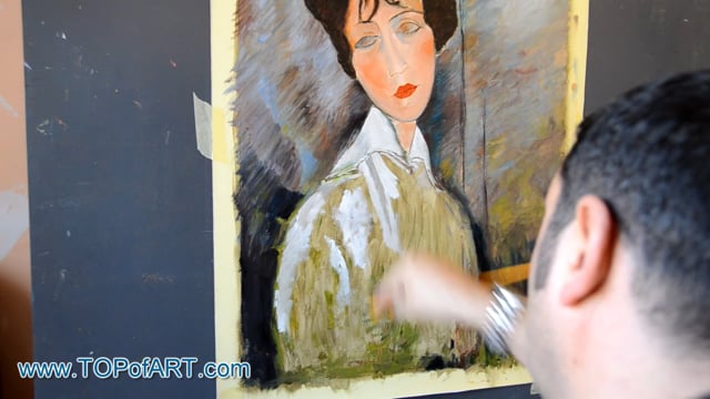 Modigliani | Porträt einer Frau mit schwarzer Krawatte | Gemälde Reproduktion Video von TOPofART