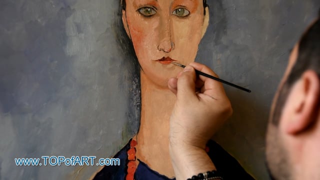 Modigliani | Woman with a Red Necklace | Painting Reproduction Video by TOPofART