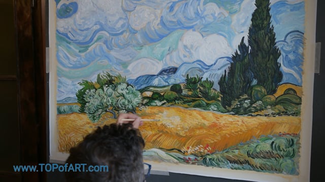van Gogh | Weizenfeld mit Zypressen | Gemälde Reproduktion Video von TOPofART