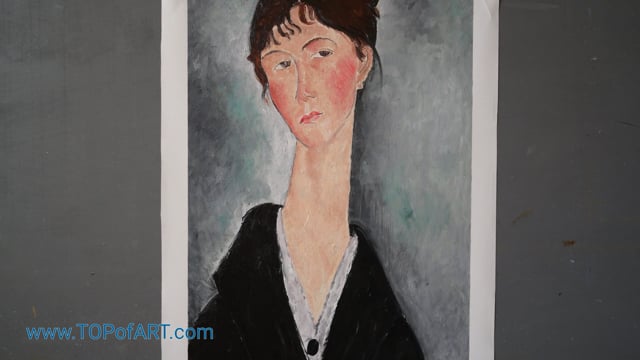 Modigliani | Büste einer Frau mit Halskette | Gemälde Reproduktion Video von TOPofART