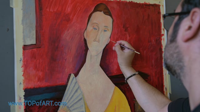 Modigliani | Woman with a Fan | Painting Reproduction Video by TOPofART