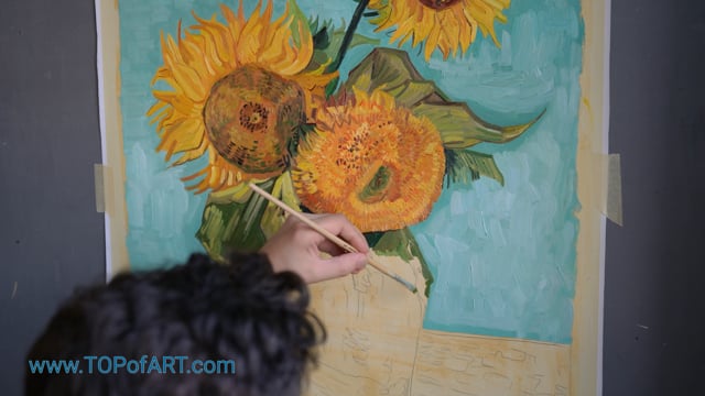 van Gogh | Three Sunflowers in a Vase | Painting Reproduction Video by TOPofART