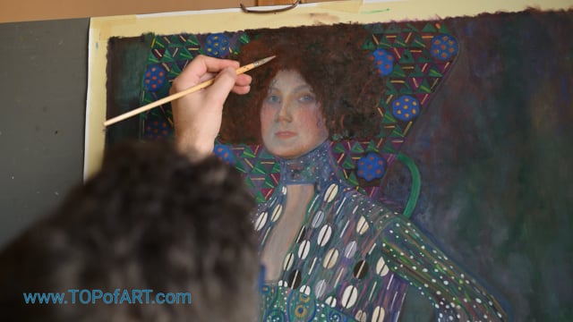 Klimt - Portrait of Emilie Floge: A Masterpiece Recreated by TOPofART.com
