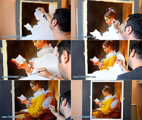 Young Girl Reading by Fragonard - Painting Reproduction