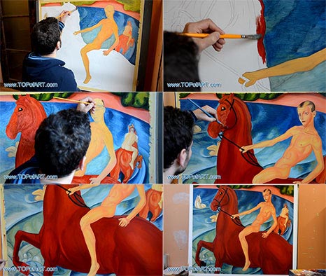 Kuzma Petrov-Vodkin - Bathing of the Red Horse - Oil Painting Reproduction